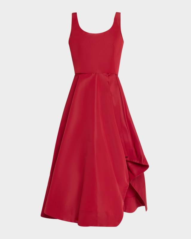 Scoop-Neck Asymmetric Midi Dress